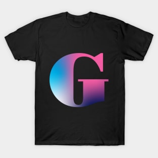 Capital Letter G Monogram Gradient Pink Blue White T-Shirt